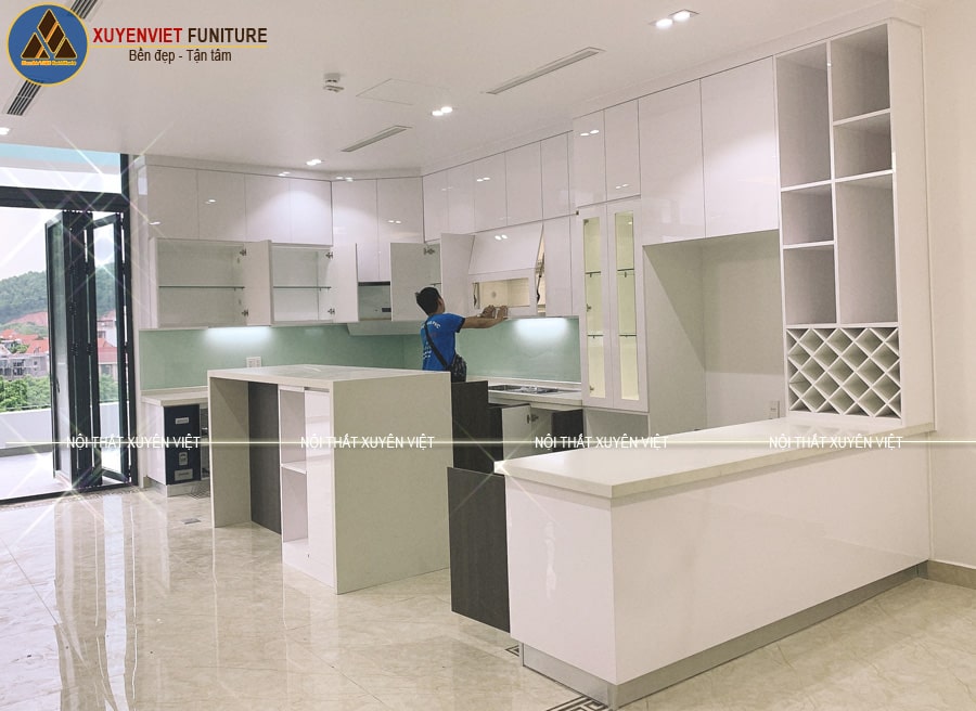 Tủ bếp đẹp có quầy bar anh Thi - Hải Phòng