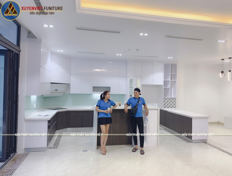 Tủ bếp đẹp có quầy bar anh Thi - Hải Phòng