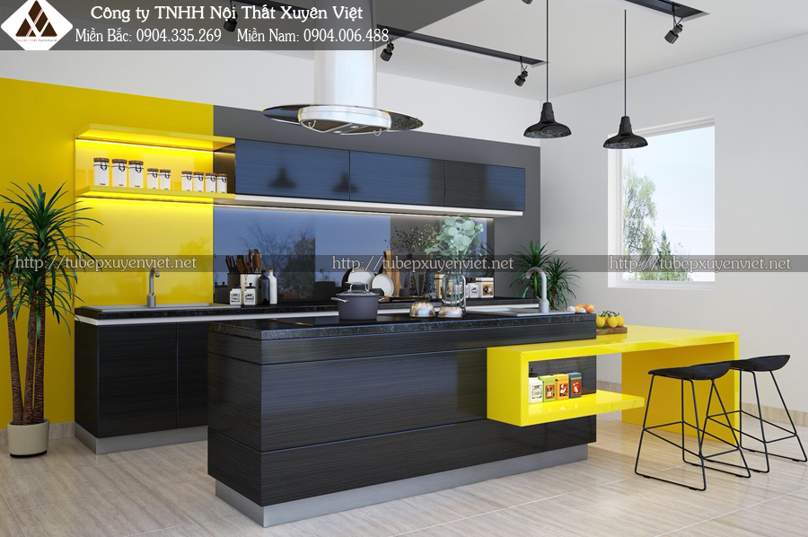 Tủ bếp nhựa Laminate và Sơn men bóng Bình Thuận- chị Tuyền- nhìn từ trên