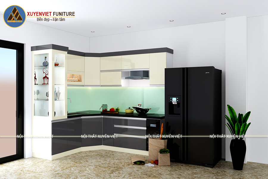 Sáng tạo trong thiết kế tủ bếp đẹp mắt nhà anh Tâm