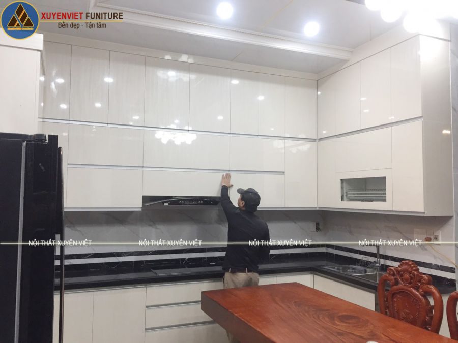 Tủ bếp nhựa acrylic hải phòng nhà chú Tuấn