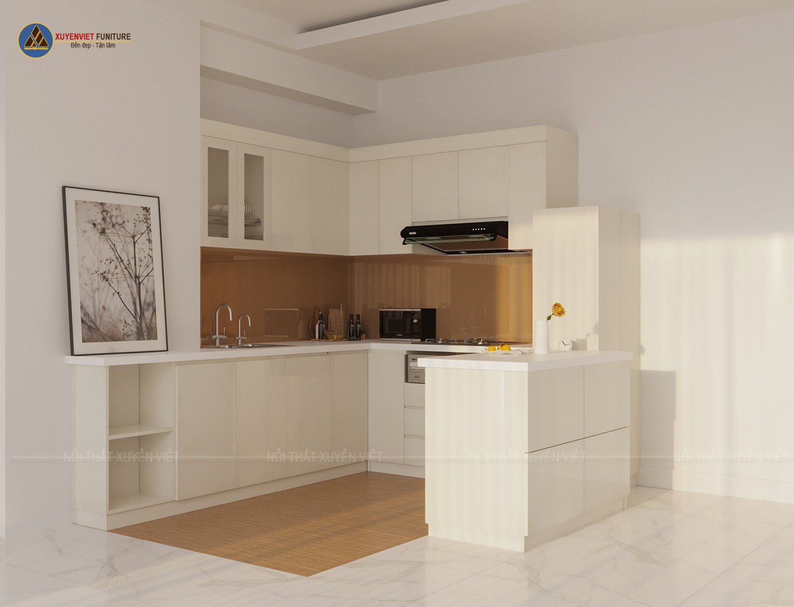 bếp nhựa Laminate vân gỗ cao cấp