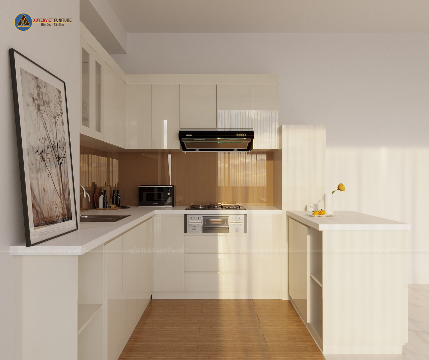 bếp nhựa Laminate vân gỗ cao cấp