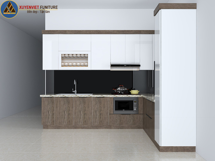 Thiết kế hệ tủ bếp nhựa cao cấp nhà anh Huy