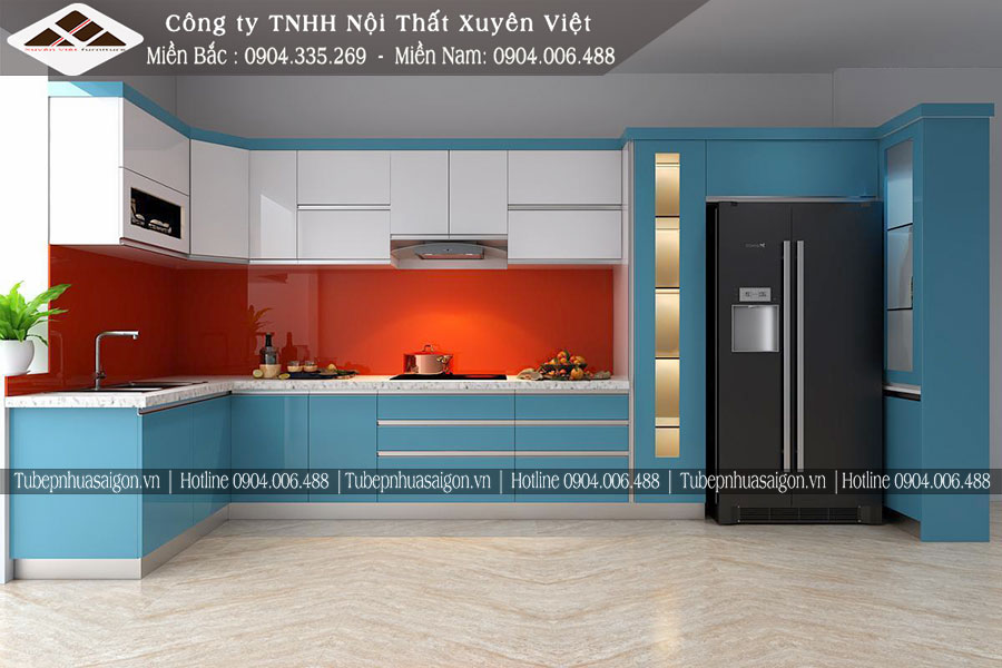 Tủ bếp hiện đại thay tủ gỗ nhà cô Hòa - Xuân Đỉnh, Hà Nội