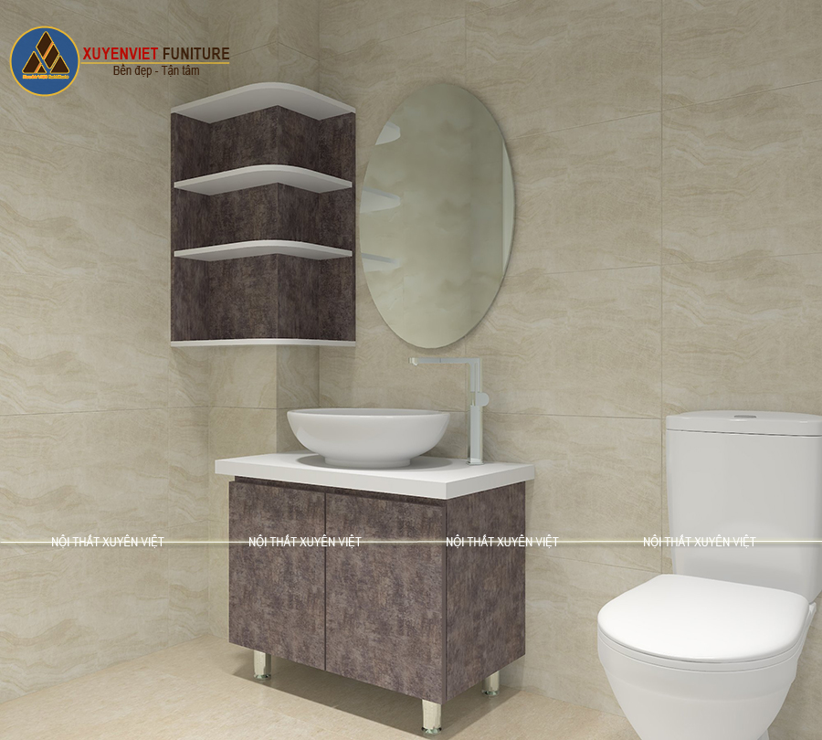 Tủ lavabo đặt ở tầng một kiểu dáng chân đứng sang trọng nhà chị Vy 