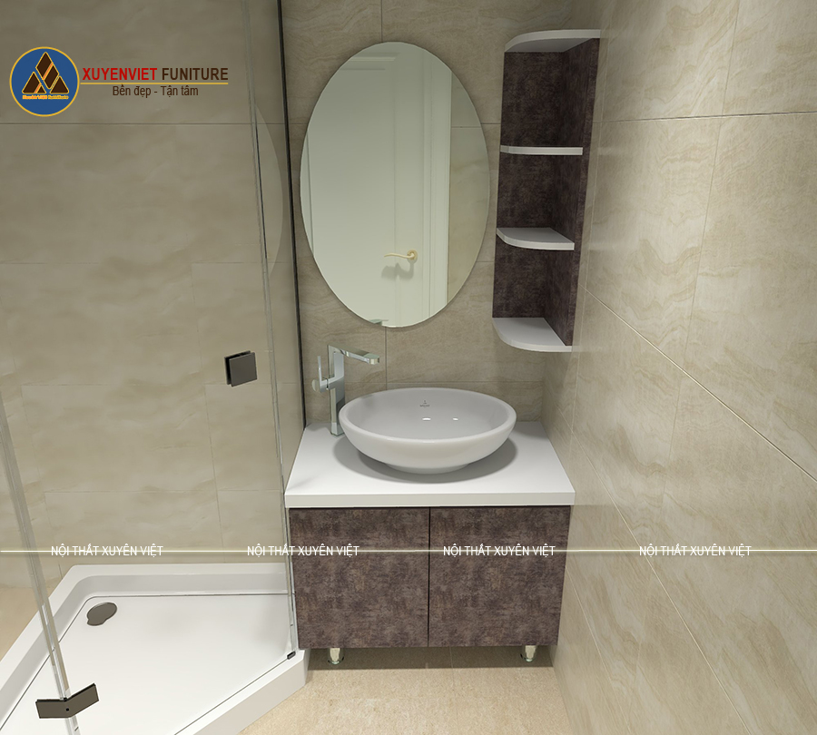 Tủ lavabo đặt ở phòng sách kiểu dáng chân đứng sang nhà chị Vy 