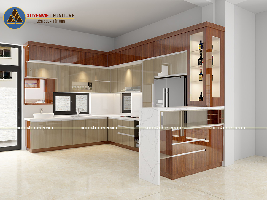 Sang trọng trong cách thiết kế tủ bếp nhà chị Tuyết - Kiên Giang