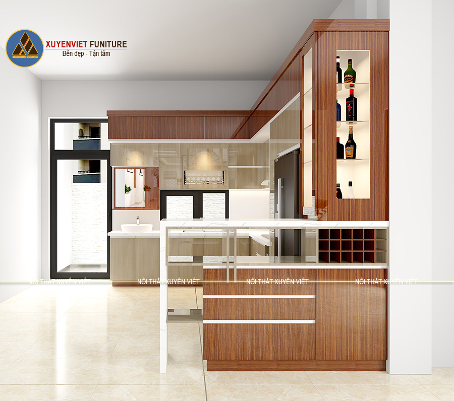 Một góc nhìn khác từ thiết kế tủ bếp chị Tuyết