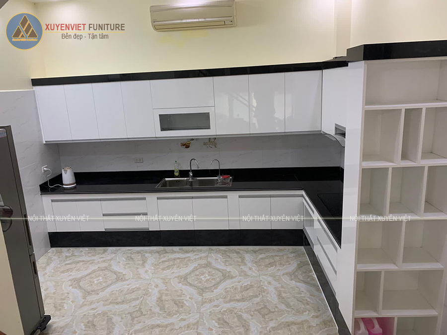 Hình ảnh thực tế tủ bếp nhà chị Thu sau khi lắp đặt