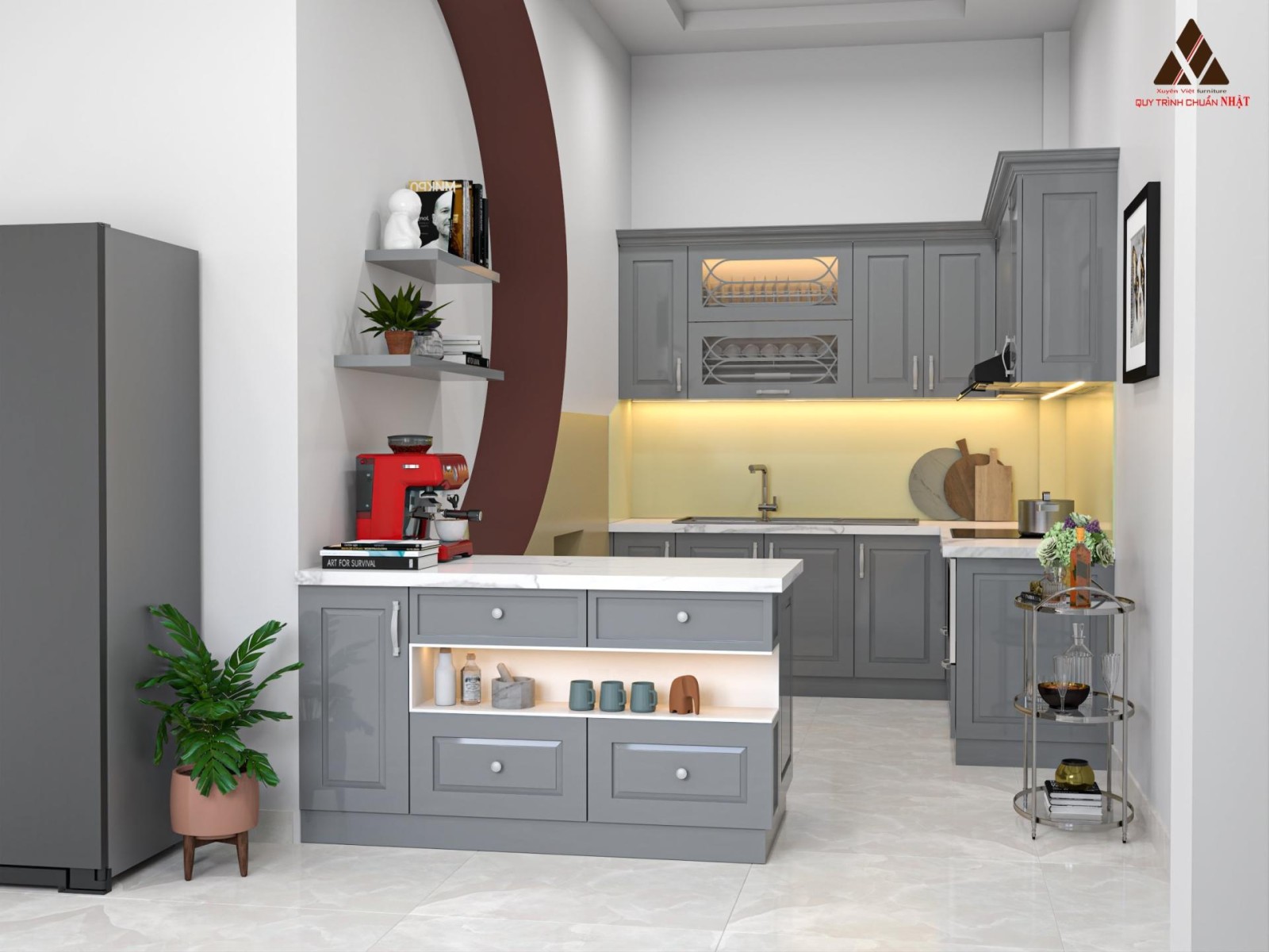 Tủ bếp chữ L nhà anh Tuyển - Giải phóng, Hà Nội