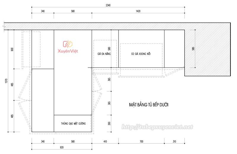 Thiết kế tủ bếp cho nhà nhỏ cô Hồng - Hà Nội