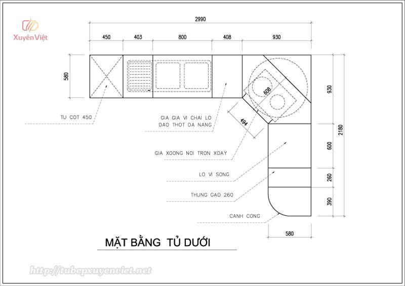 Tủ bếp chữ L hiện đại nhà chị Thư - Hải Phòng