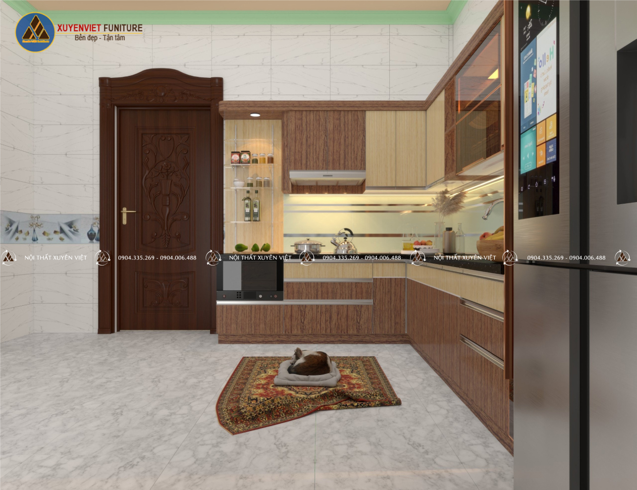 Bộ tủ bếp nhựa dán Laminate nhà chú Trung - Hải Phòng