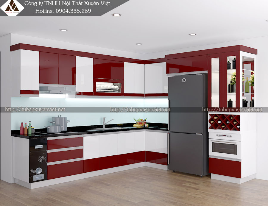 Đóng tủ bếp nhựa Quảng Ninh nhà anh Mạnh