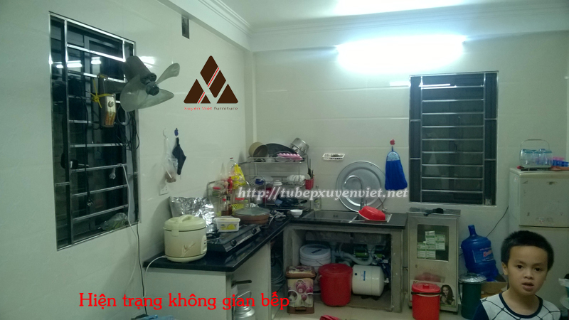 Hiện trạng bếp có khung bê tông nhà chị Thêm- vạn phúc, Hà Nội