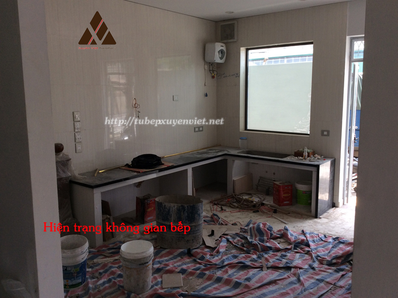 Hiện trạng căn bếp mới xây thô xong nhà chú Minh