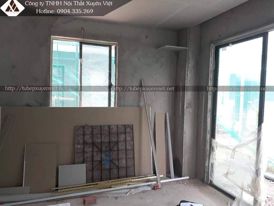 Hiện trạng tủ bếp biệt thự Valora nhà anh Ninh