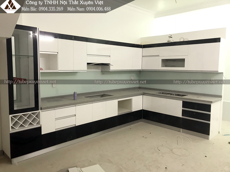 Mẫu tủ bếp bằng nhựa pvc nhà anh Quyền - Hải Phòng