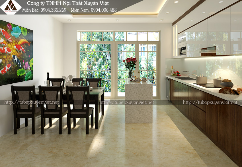 Mẫu tủ bếp chữ i đẹp chị Ngân - Lê Chân Hải Phòng