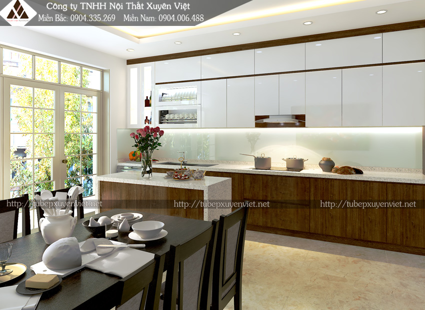 Mẫu tủ bếp chữ i đẹp chị Ngân