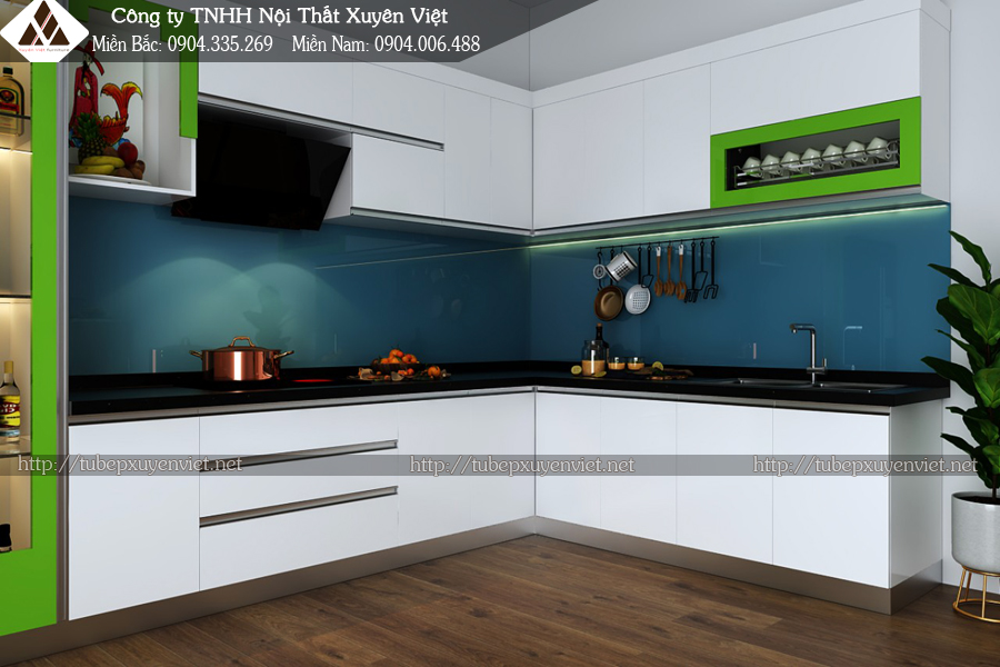 Mẫu tủ bếp chữ L hiện đại chị Tân - Lái Thiêu, Bình Dương