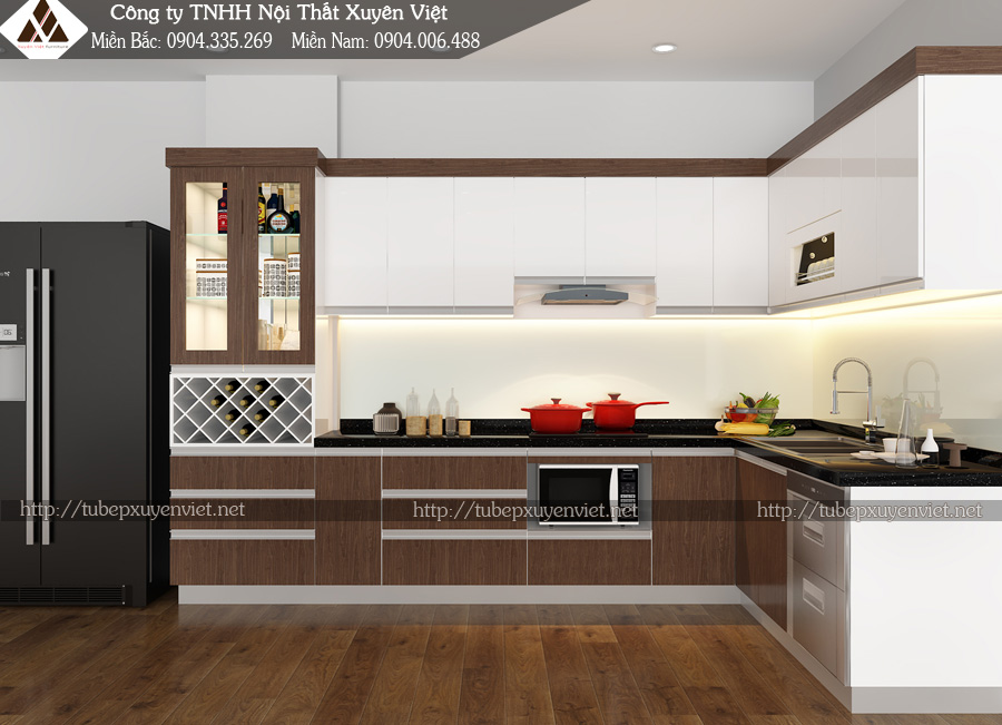 Mẫu tủ bếp đẹp laminate nhà chị Hạnh - Đông Anh