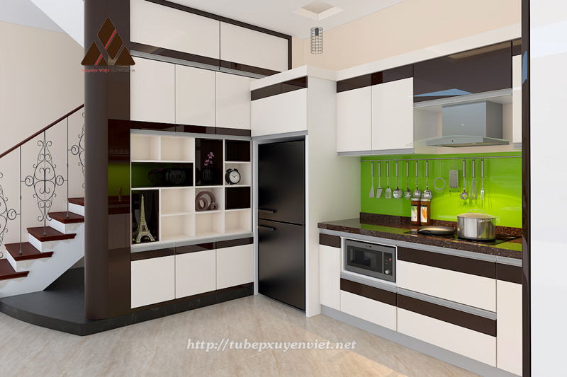 Mẫu tủ bếp đẹp bằng nhựa nhà anh Hưng - Cầu Bươu, Hà Nội