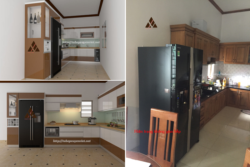 Mẫu tủ bếp đẹp chữ L nhà chị Tươi - thái bình