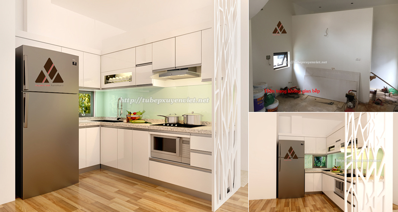 Mẫu tủ bếp đẹp chữ L nhà chị Lan - Mễ Trì Hạ, Hà Nội