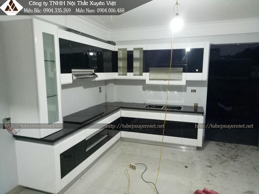 Mẫu tủ bếp đẹp chữ L nhà anh Thành - Hà Nội