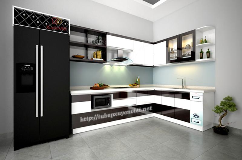 Kiểu tủ bếp chữ L đẹp nhà anh Hải - Vĩnh Yên XV207