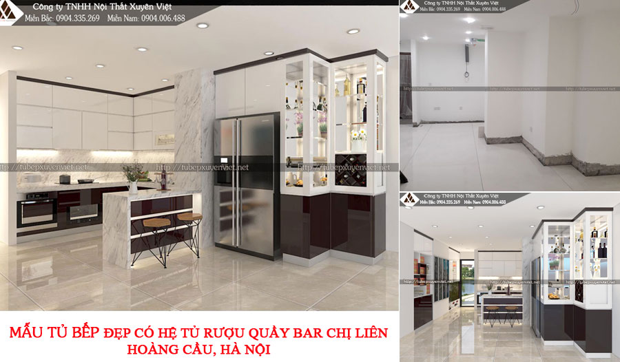 Mẫu tủ bếp đẹp tại Hà Nội nhà chị Liên