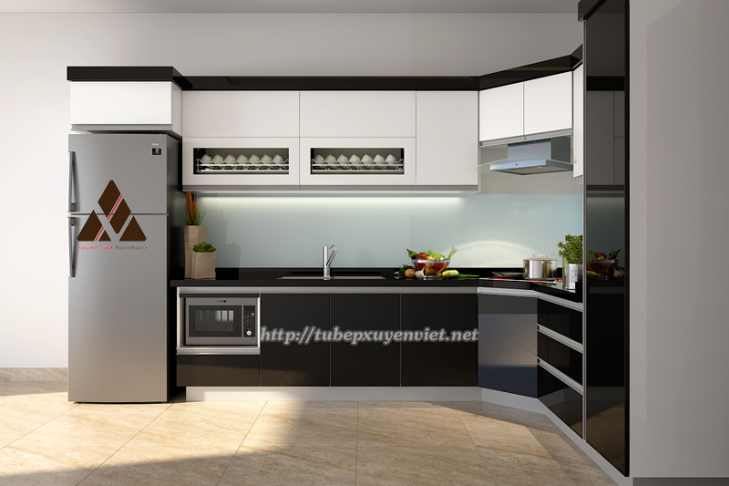 Mẫu tủ bếp nhựa acrylic nhà chị Hằng - Cẩm Phả, Quảng Ninh
