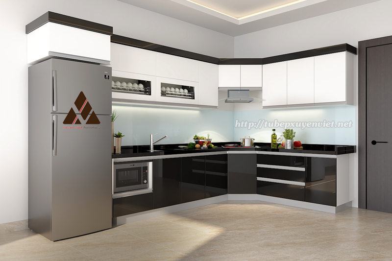 Mẫu tủ bếp nhựa acrylic nhà chị Hằng - Cẩm Phả, Quảng Ninh