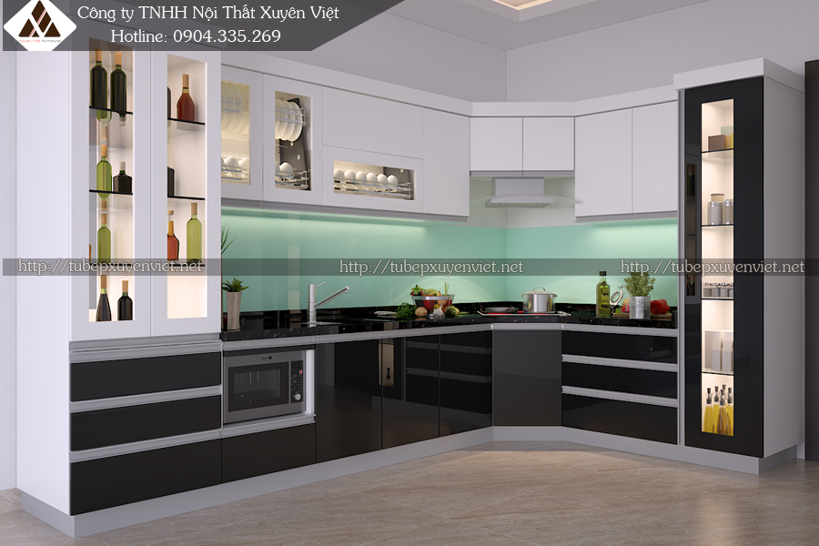 Mẫu tủ bếp nhựa acrylic nhà chị Nhung - Cẩm Phả, Quảng Ninh