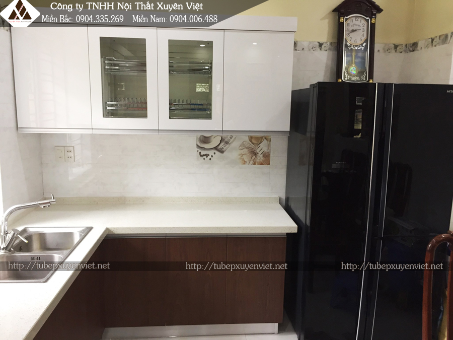 Mẫu tủ bếp nhựa laminate hải phòng - góc giá bát
