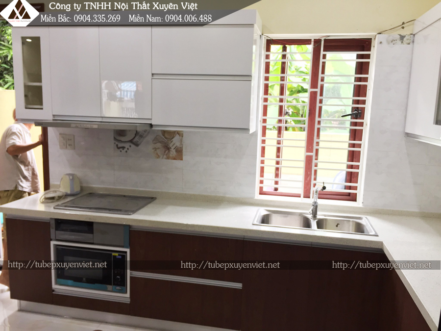 Mẫu tủ bếp nhựa laminate hải phòng - góc bếp nấu