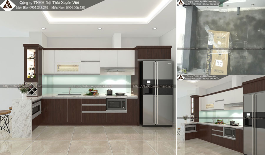 Mẫu tủ bếp nhựa laminate nhà anh Hùng