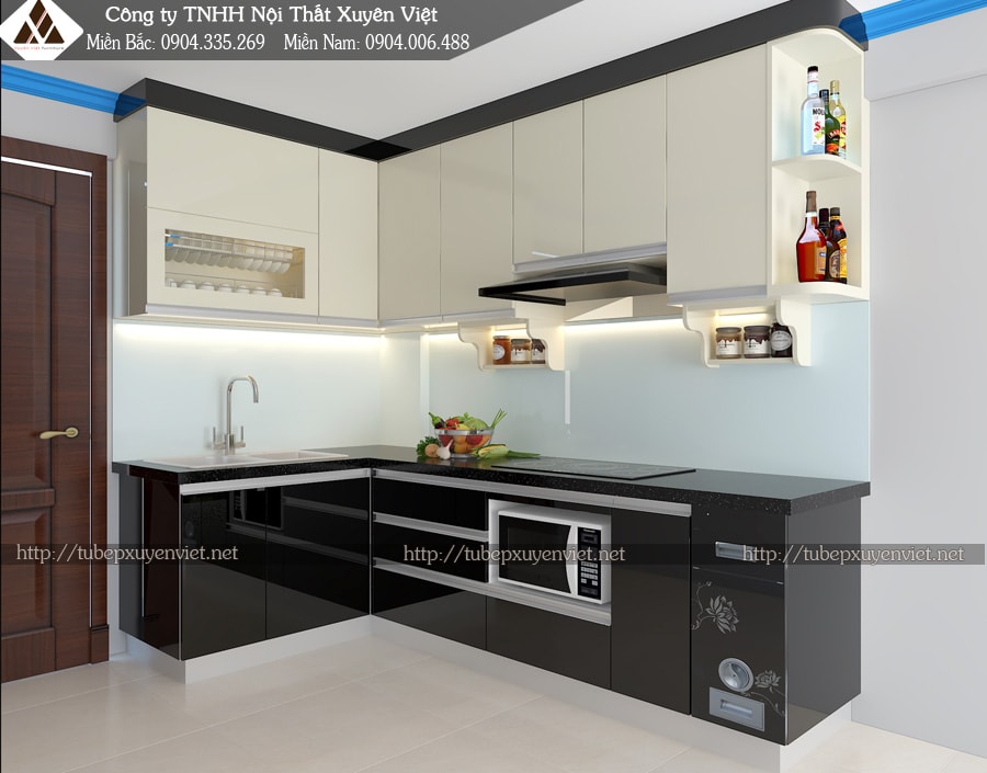 Tủ bếp nhựa sơn ô tô nhà anh Chính - Hà Nội