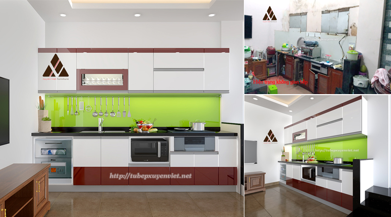Mẫu tủ bếp nhựa thay thế tủ gỗ nhà chị Bình - Dịch Vọng, Hà nội