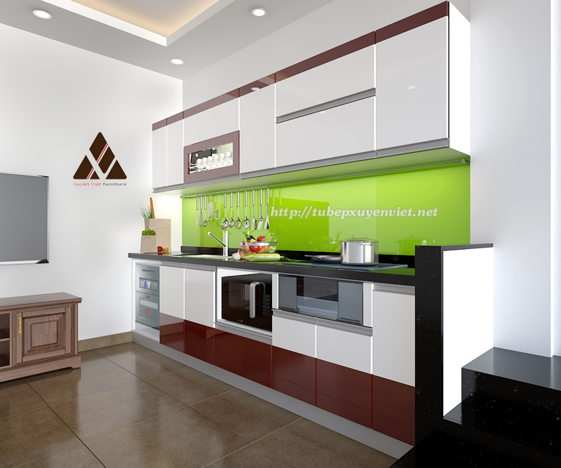 Mẫu tủ bếp nhựa thay thế tủ gỗ nhà chị Bình - Dịch Vọng, Hà nội