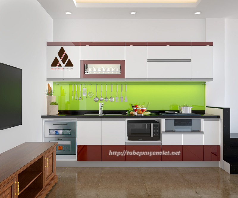 Mẫu tủ bếp nhựa thay thế tủ gỗ nhà chị Bình - Dịch Vọng, Hà nội