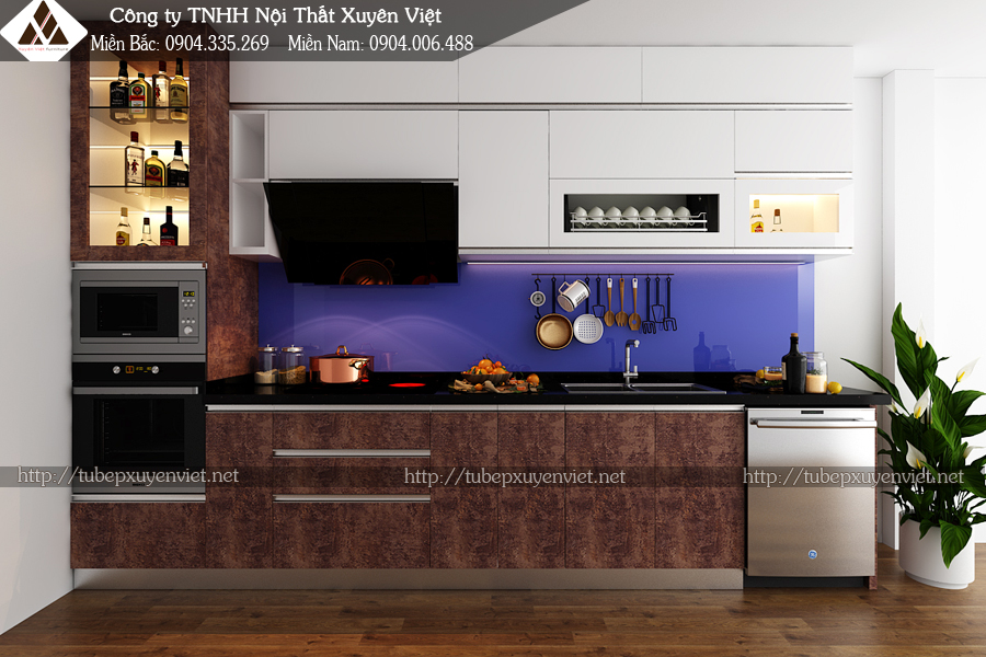 Mẫu tủ bếp nhựa laminate đẹp nhà bác Định - Hà Nội