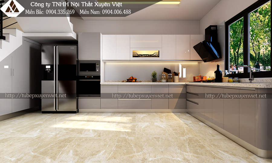 Thi công tủ bếp nhựa nhà anh Lập - Gia Lâm, Hà Nội