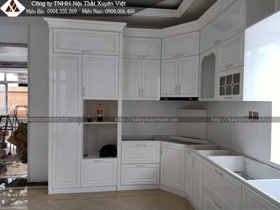 thi công tủ bếp nhựa nhà chị Minh Anh