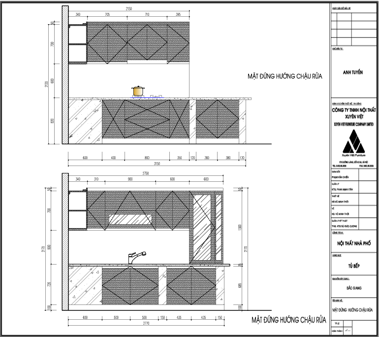 Thiết kế tủ bếp nhựa giả gỗ anh Tươi - Bắc Giang