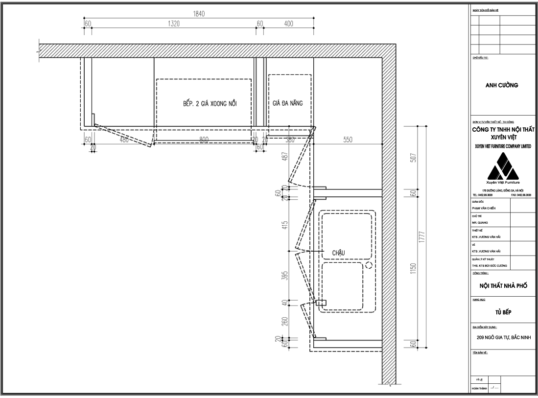 Thiết kế công năng tủ bếp hiện đại nhà anh Cường - Hải Phòng