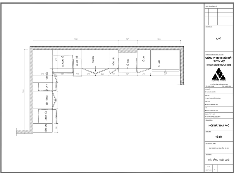 Thiết kế công năng tủ bếp dưới nhà anh Vĩ - Hải Phòng