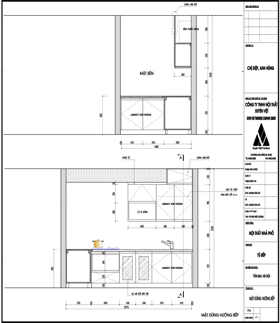 Thiết kế tủ bếp đẹp nhà chị Diệp